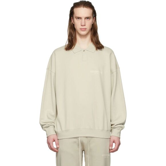 Fear Of God Essentials FOG Classical Polo Oversized Sand Beige Sweatshirt Sz XL - Picture 2 of 16